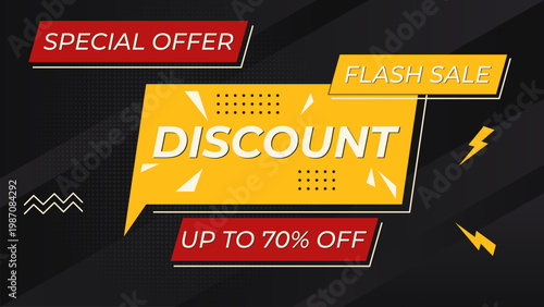 discount banner vibrant geometric design