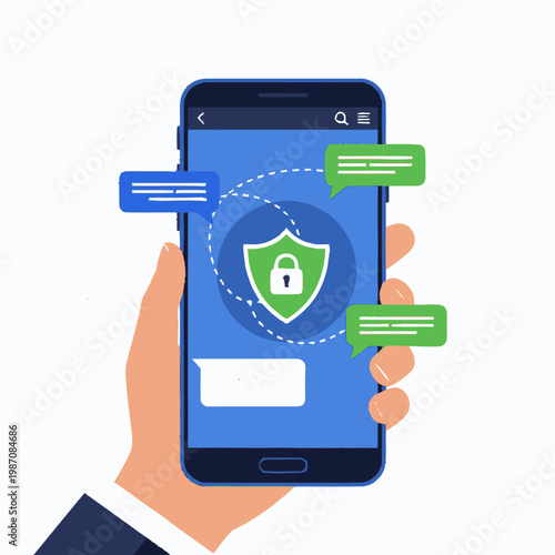 Smartphone Security and Data Protection Concept.