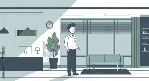 Businessman standing in office space 1.