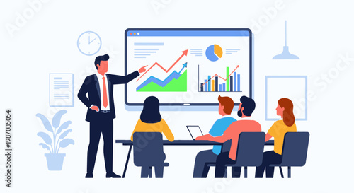 Businessman presenting to colleagues in office 3.