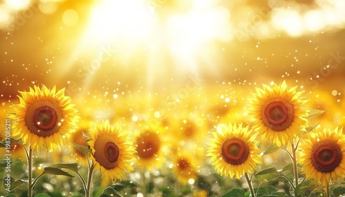 Stunning Radiant Sunflower Bloom in Agriculture Landscape Under Solar Eclipse with Golden Hues