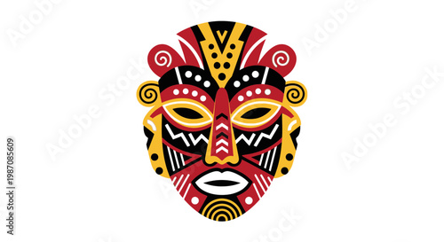 Colorful Tribal Mask Design Face.