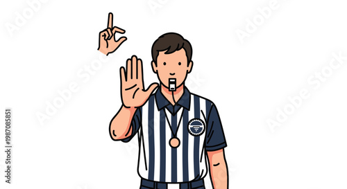 Referee making a hand signal gesture.