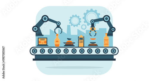 Robotic arms on assembly line 1.