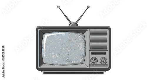 Vintage black and white television set.