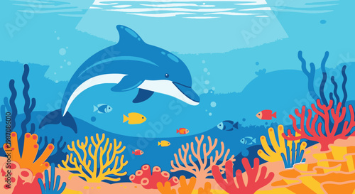 Dolphin swimming in ocean water.