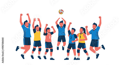 Group of People Playing Volleyball Together.