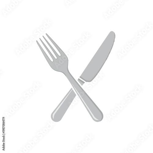 Crossed silverware icons, fork and knife, dining utensils, table setting