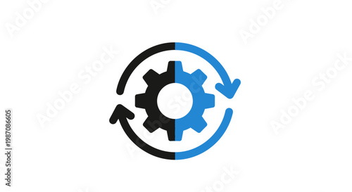 Gear with Circular Arrows Logo.