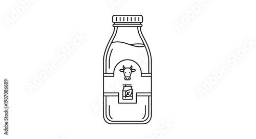 Glass Milk Bottle Illustration.