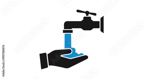 Hand under water faucet.