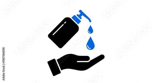 Hand with Disinfectant Bottle Icon.