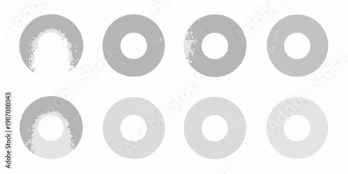 Abstract arrangement of six oval shapes with varying shades of gray