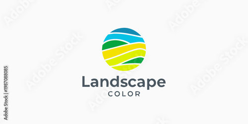 Free Download Abstract colorful egg shape with layered stripes and landscape text - GFXLoad