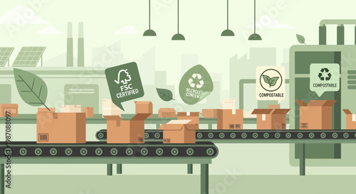 Eco-friendly packaging production line with FSC and compostable certifications