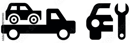 Repair Tools and Settings Icon Set – Wrench, Screwdriver, Hammer and Gear Symbols for Service, Maintenance and Configuration Vector Collection