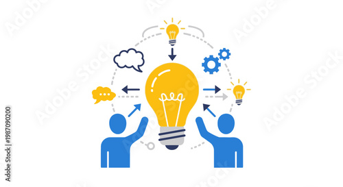 Two People With A Lightbulb Idea.