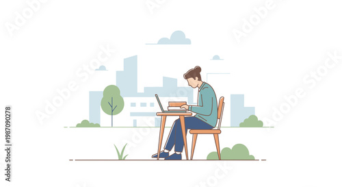 Man sitting at wooden desk with laptop.