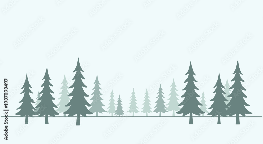 Obraz premium Evergreen Pine Trees in Landscape Setting.