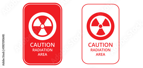 Caution Radiation Area Mandatory PPE and Radioactive Hazard Safety Sign Icon Set, Industrial Radiation Warning Signage Set with Mandatory Action Safety Icons for Nuclear Safety