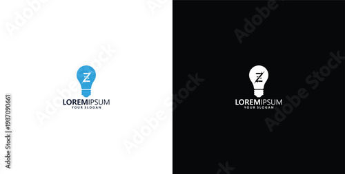 smart bulb technology logo design, bulb logo design initial Z creative bulb logo ideas