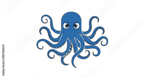 Blue cartoon octopus with eyes.