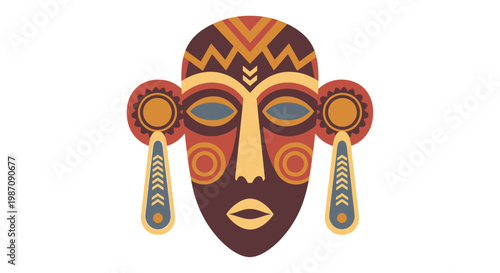 African Tribal Mask Face Design.