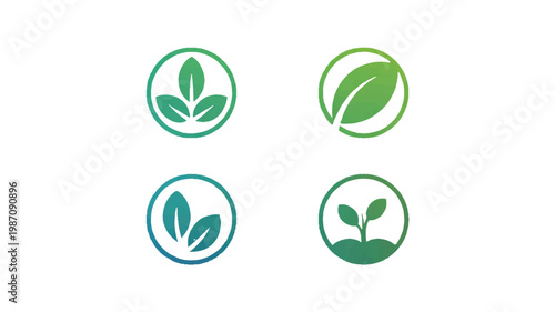 eco friendly leaf icons in gradient green colors  isolated on white background