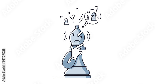 Chess piece with question marks.