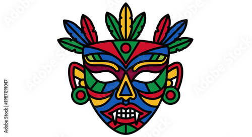 Colorful Tribal Mask Design Face 2.