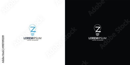 smart bulb technology logo design, bulb logo design initial Z creative bulb logo ideas