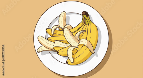 Peeled Bananas on a Plate.