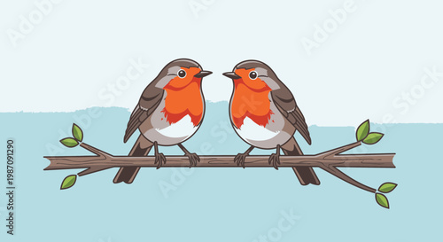 Two small birds on a branch 4.