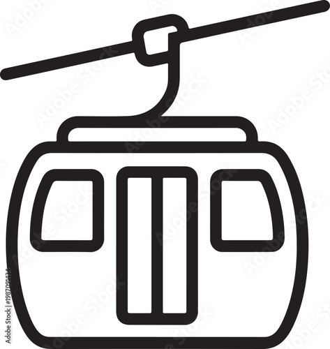 Modern cable car gondola icon representing aerial transport for winter sports or tourism travel site designs