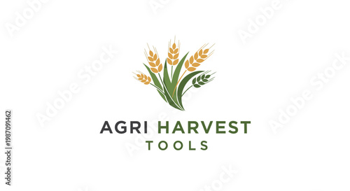 Agricultural tools logo with wheat.
