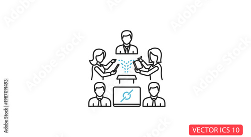 Business people discussing around table.