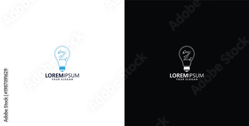 smart bulb technology logo design, bulb logo design initial Z creative bulb logo ideas