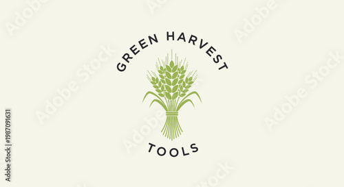 Green Harvest Tools Logo Illustration.