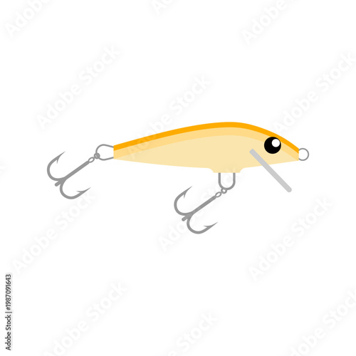 Colorful fishing lure for angling flat design vector illustration isolated on white background. Fish lure with hook flat icons isolated on white background.