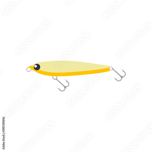 Colorful fishing lure for angling flat design vector illustration isolated on white background. Fish lure with hook flat icons isolated on white background.