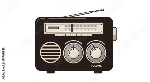 Vintage black radio with dials.