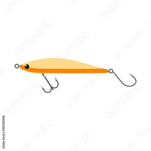 Colorful fishing lure for angling flat design vector illustration isolated on white background. Fish lure with hook flat icons isolated on white background.