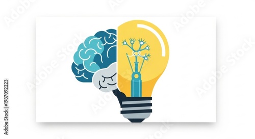 Creative Light Bulb with Brain Idea Concept Illustration