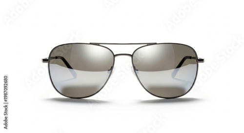 Mirror Lens Sunglasses Isolated on White Background