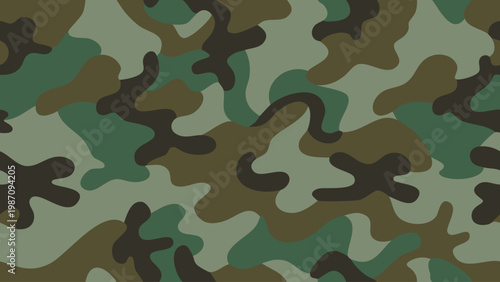 A seamless camouflage pattern with organic shapes and muted colors