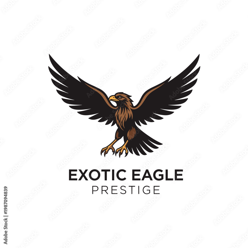 Fototapeta premium Stylized majestic eagle with spread wings as a powerful logo design