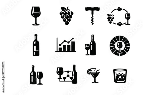 Icon workflow simple analytics generation icons symbol bottle image wine opener vector