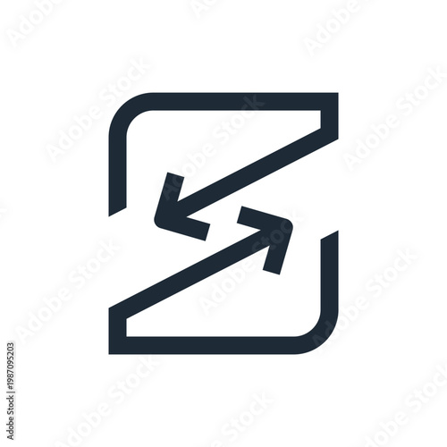 Two arrows moving in opposite directions. Counter actions. Vector linear icon illustration isolated on white background.