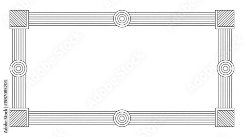 Simple geometric frame with dashed lines and corner details