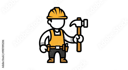 A cartoon construction worker with a hammer.